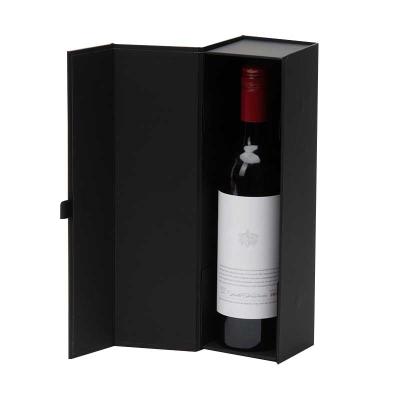 China Recycled Materials Wholesale Fancy Cardboard Logo Gift Box Wine Packaging Custom Black Paper Gift Box for sale