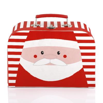 China Custom Recycled Materials Kids Keepsake Christmas Gift Wrapping Paper Cardboard Gift Suitcase With Handle for sale