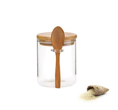 China Sustainable Multifunctional Kitchen Tableware Airtight Food Storage Container Set Glass Jars With Wooden Lid for sale