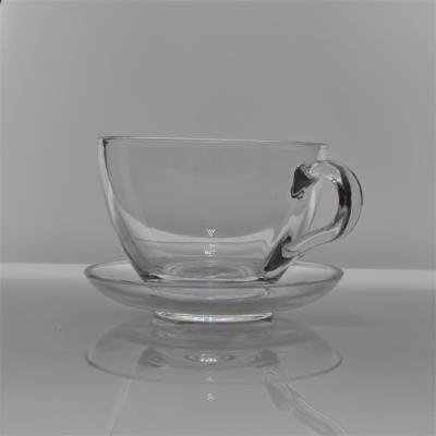 China Sustainable Crystal Glass Coffee Mugs Custom Logo With Saucer for sale