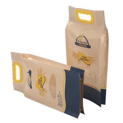 China Custom Safety Logo 1kg 5kg Wheat Flour Rice Kraft Paper Plastic Packaging Bags For Packaging for sale