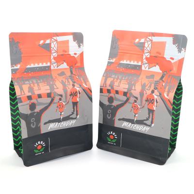 China Recyclable Custom Printed Custom Printed Block Zip Food Storage Kraft Bottom Resealable Coffee Packaging Bags With Valve for sale