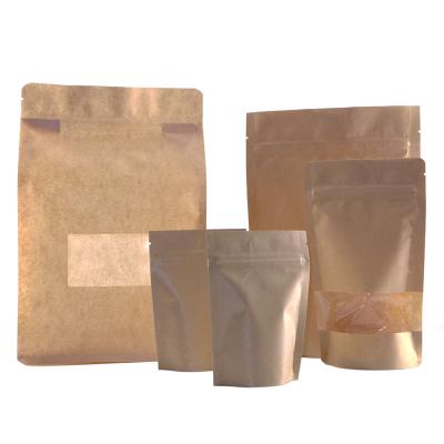 China Recyclable Custom Printed Kraft Paper Bag Laminated Aluminum Foil Pouch Food Snack Pack for sale