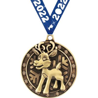 China Europe New Design Custom Metal Christmas Reindeer Medal for sale