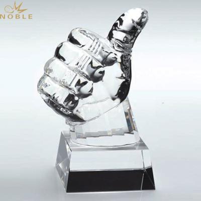 China 2021 Europe Noble China Music Unique Crystal Big Finger Thumbs Up Trophy Award With Customized Name for sale