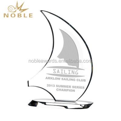 China Europe Wholesale Custom Design k9 Crystal Sailing Boat Champion Trophy Awards for sale