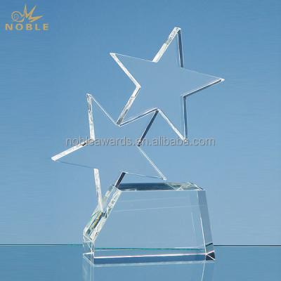 China Custom White Art Glass Awards from Europe Crystal Double Rising Star Trophy for sale