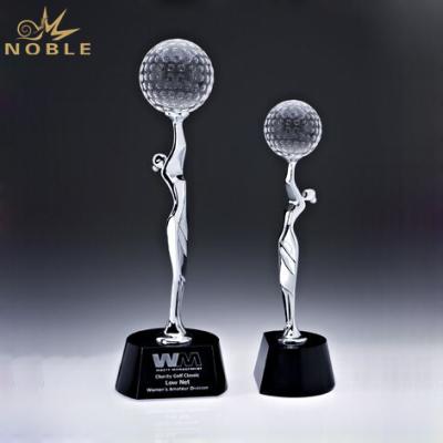 China Custom Europe Sport Metal Figure Trophies And Awards With Crystal Golf for sale