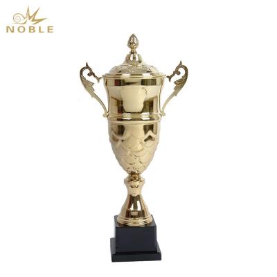 China Europe Art Metal Welded Trophy Metal Football Trophy With Logo for sale