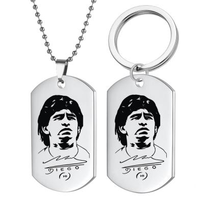 China New Nice Design Key Chain Necklace For Maradona Stainless Steel Memorizing Memory Key Chain for sale