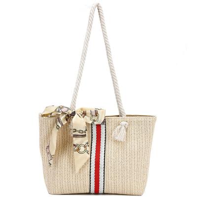 China 2023 New Fashion Women's Others Travel Tote Bag For Ladies Large Capacity Straw Bag Simple Texture Shoulder Beach Bag for sale