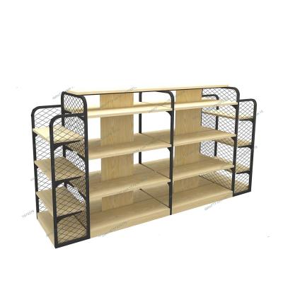 China Supermarket equipment double sided double sided wooden gondola shelves supermarket rack wisda commercial for sale