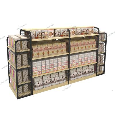 China Retail Store Display Racks Supermarket Double Sided Double Sided Shelves For Food/Snack for sale