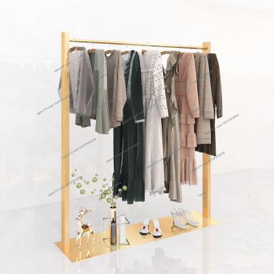 China Double Sided Shipping Mall Clothing Display Racks Dress Up Display Rack Clothing Store Hanging Shelves for sale