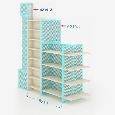 China Custom Morden Steel and Wood Half Surrounded Column Rack Display Stand for sale