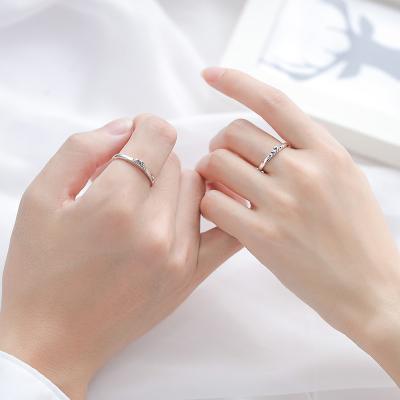 China YSYH Romantic Jewelry Couples Rings Genuine 925 Silver Platinum Plated With Mountain And Sea Design Resizable Rings For Lovers for sale