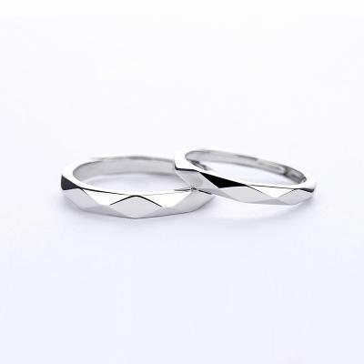 China YSYH Romantic Jewelry Italy Genuine Silver 925 Couple Rings Rhodium Plated With Rhombus Design Resizable Rings For Men And Women for sale