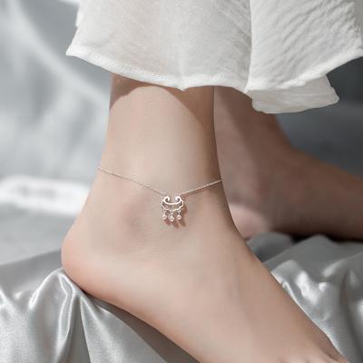 China Vintage YSYH Jewelry Genuine 925 Sterling Silver Anklet Rhodium Plated With Lucky Lock Design Fashion Women's Accessories for sale