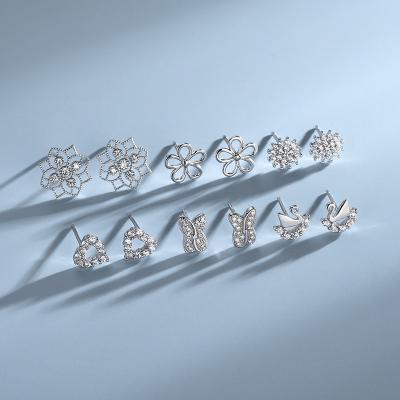 China Wholesale Cute Elegant Fashion Small Stud Flower 925 Sterling Silver Butterfly Earrings Stud For Women for sale