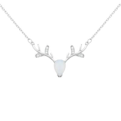 China Wholesale Popular 925 Sterling Silver Deer Antler Necklaces Christmas Jewelry CLASSIC for sale