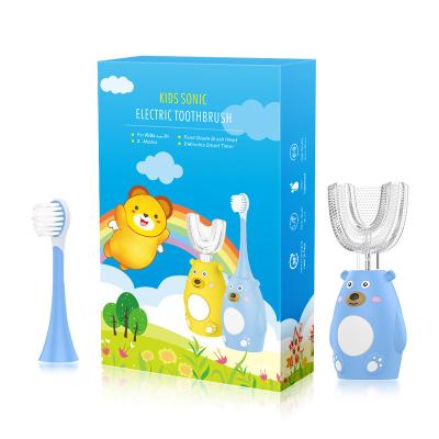 China ABS + Dupont bristle ready to ship new arrive soft 2 in 1 U shape and sonic dupont brushhead electric kids toothbrush for sale