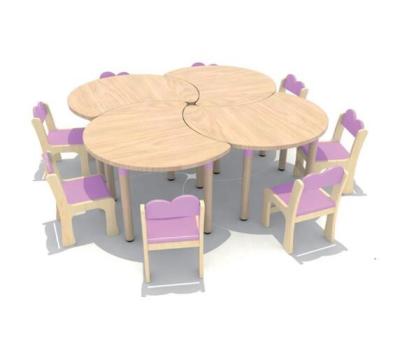 China Modern flower shape wooden table children and chairs for nursery furniture for sale