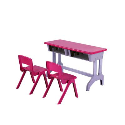 China Modern School Furniture PlasticTwo Seater School Table Bench For Student Double Student Desk With Chair for sale