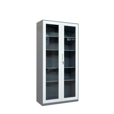 China Modern School Furniture for Bookcase Glass Door Library Book Cupboard Steel Filing Cabinet for sale