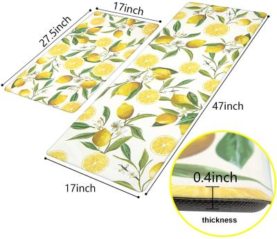 China 2 Pieces Non Slip Comfortable Standing Sublimation Printing Anti Fatigue Kitchen Thick Waterproof Non Slip Mat for sale