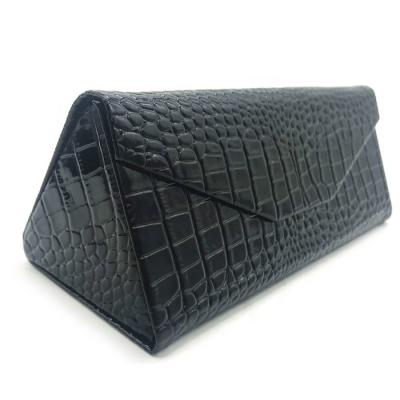 China Fashional Glasses Case Luxurious Vegan Crocodile Leather Grain Sun Glasses Case Handmade Folding Eyeglasses Case Package for sale