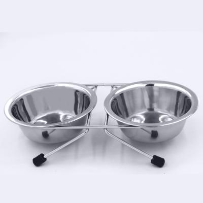 China Sustainable Commercial Hot Selling Anti-fall Pet Double Stainless Steel Material Insurance Bowl for sale