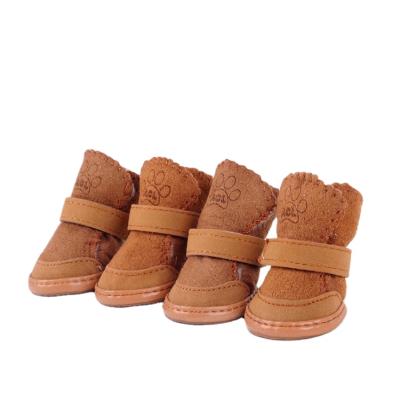 China Sustainable Wholesale Custom Durable Wear-Resisting China Lamb Fleece Shoes Small Dog Warm Snow Boots for sale