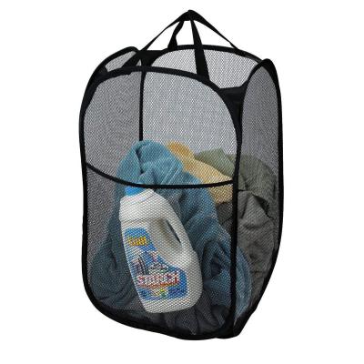 China Durable Eco-friendly Laundry Bag Printing Cloth Fabric Folding Laundry Hamper Polyester Mesh Easy To Clean Laundry Hamper for sale