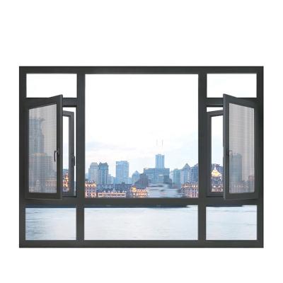 China Best Selling Energy Efficient Aluminum Magnetic Screen Hurricane Impact Frame Profile Casement Window For Home for sale