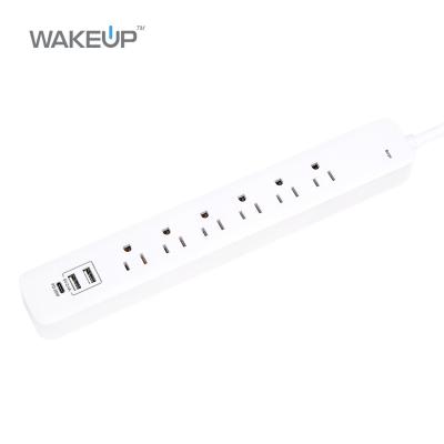 China Residential / General Purpose ETL&cETL Listed 6 Outlet With 2 USB A 1 Type C PD 20W Fast Load 450J Surge Protector Power Strip for sale