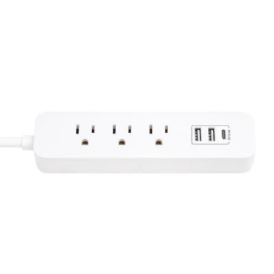 China Residential / General Purpose ETL&cETL Listed 3 Type C Charge Power Strip Fast Power Outlet USB Plug for sale