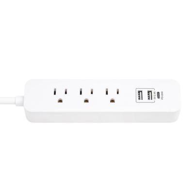 China Residential / General Purpose ETL&cETL Listed 3 Outlet Power Strip With Charging Type C PD 20W USB 3 Ports Fast Charging for sale