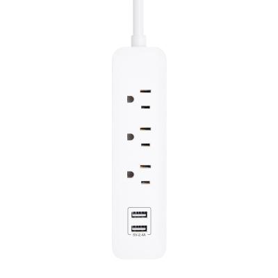 China Residential / General Purpose ETL&cETL Listed 3 Plugs 2 USB Ports 5V 2.4A Standard NEMA Power Charging Strip for sale