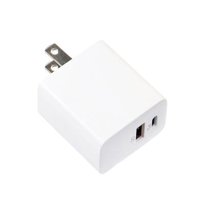 China Residential/General Purpose ETL and cETL Listed 1 USB-A + 1 USB-C PD (PPS) Type C USB Charger Travel Fast Charging Adapter for sale