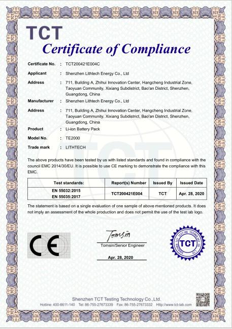 CE - Shenzhen Lithtech Energy Co., Ltd.