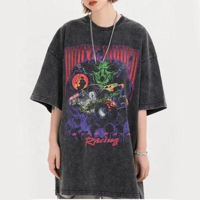 China Vintage Women's Graphic Oversize Acid Tees Streetwear Unisex T-shirt Premium Heavy High Quality Wash QUICK DRY for sale