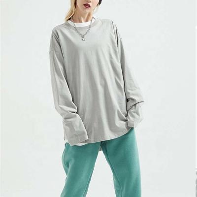 China Unisex Anti-Wrinkle Long Loose Wholesale Heavy Cotton Sleeve Oversized T-Shirt for sale