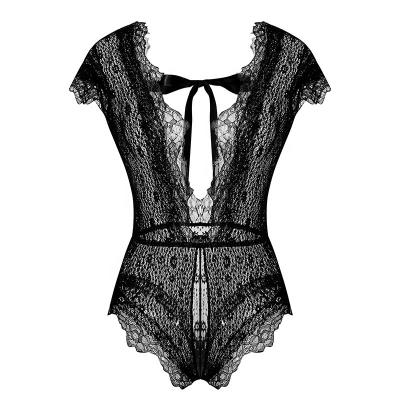 China Hot sale sexy mature adult products woman sexy lingerie lace ladies embroidered to mesh transparent sexy lingerie one-piece set for sale