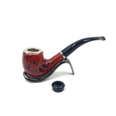 China Modern High Quality Solid Wood Smoking Wooden Pipes Manufacture Red Color Short Tobacco Pipes Wholesale for sale