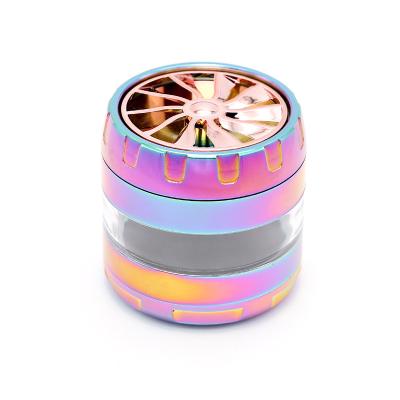 China Wind Blade Zinc Alloy Cover With Drawer Color Zinc Convenient Metal Smoking Dry Herb Grind Weed for sale