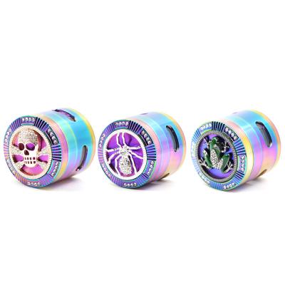 China Zinc alloy metal the creative new design of the four layers is 63mm ice blue tobacco grinder for sale