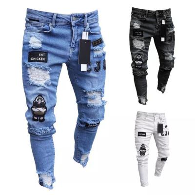 China Mysweeby manufacturer new trend men's jeans fashion summer hole print denim teenager jeans men's breathable pants for sale