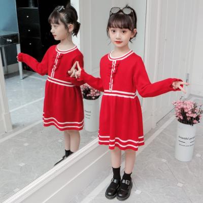 China Wholesale 2020 Breathable Autumn Solid Knitted Kids Girls Sweater Dress for sale