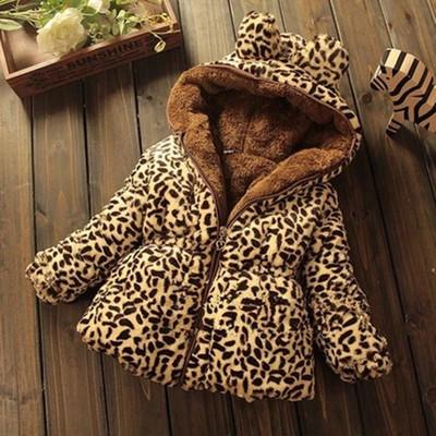 China Mysweeby Windproof Children Wear Western Style Girls Coats Hooded Leopard Print Overcoat Winter Clothes for sale