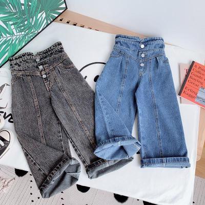 China Wholesales little girls breathable mysweeby kids jeans high waist pants wide leg jeans pants for sale